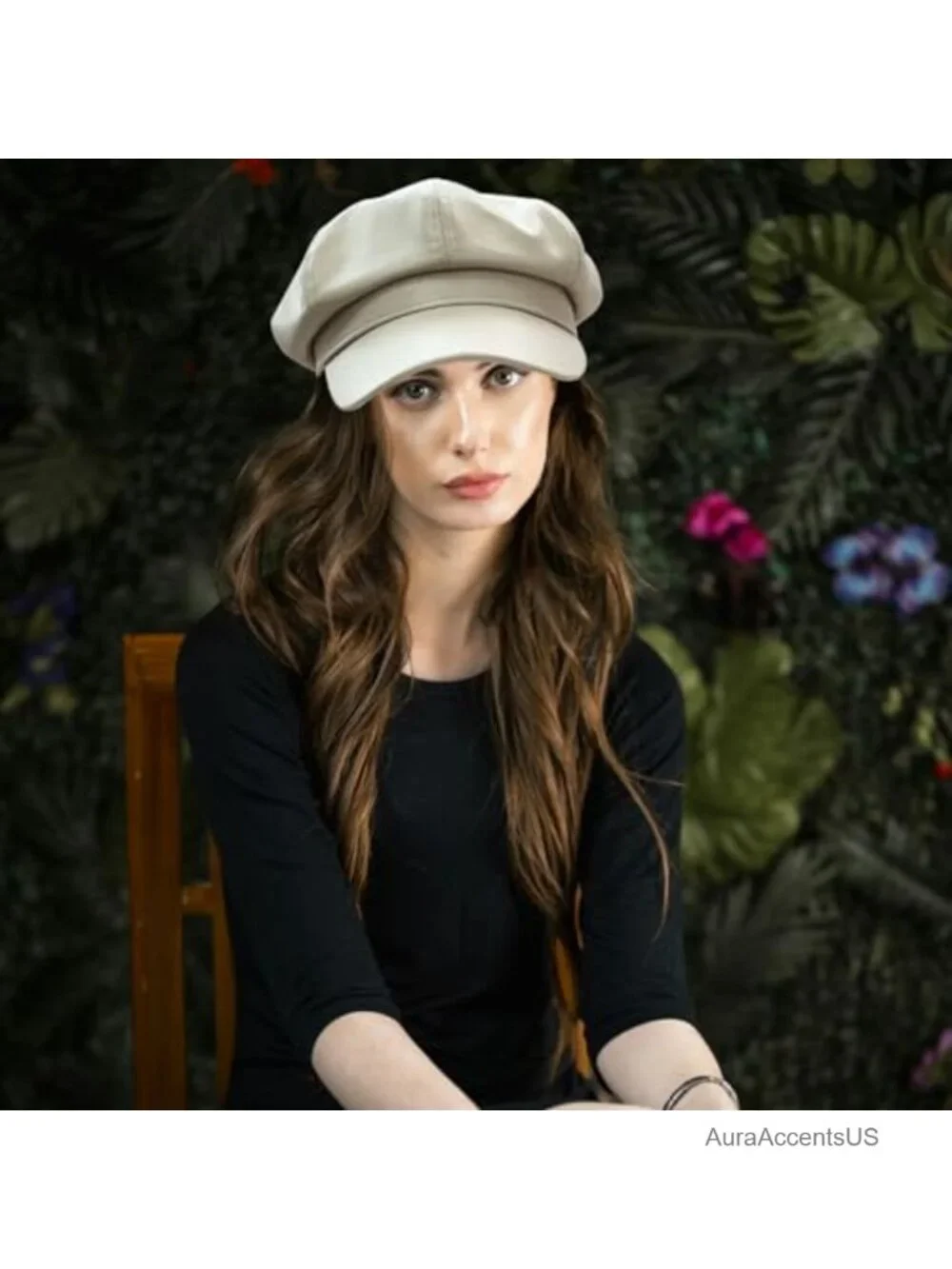 8 Panel Newsboy Cap PU Leather Visor Beret Cabbie Hat